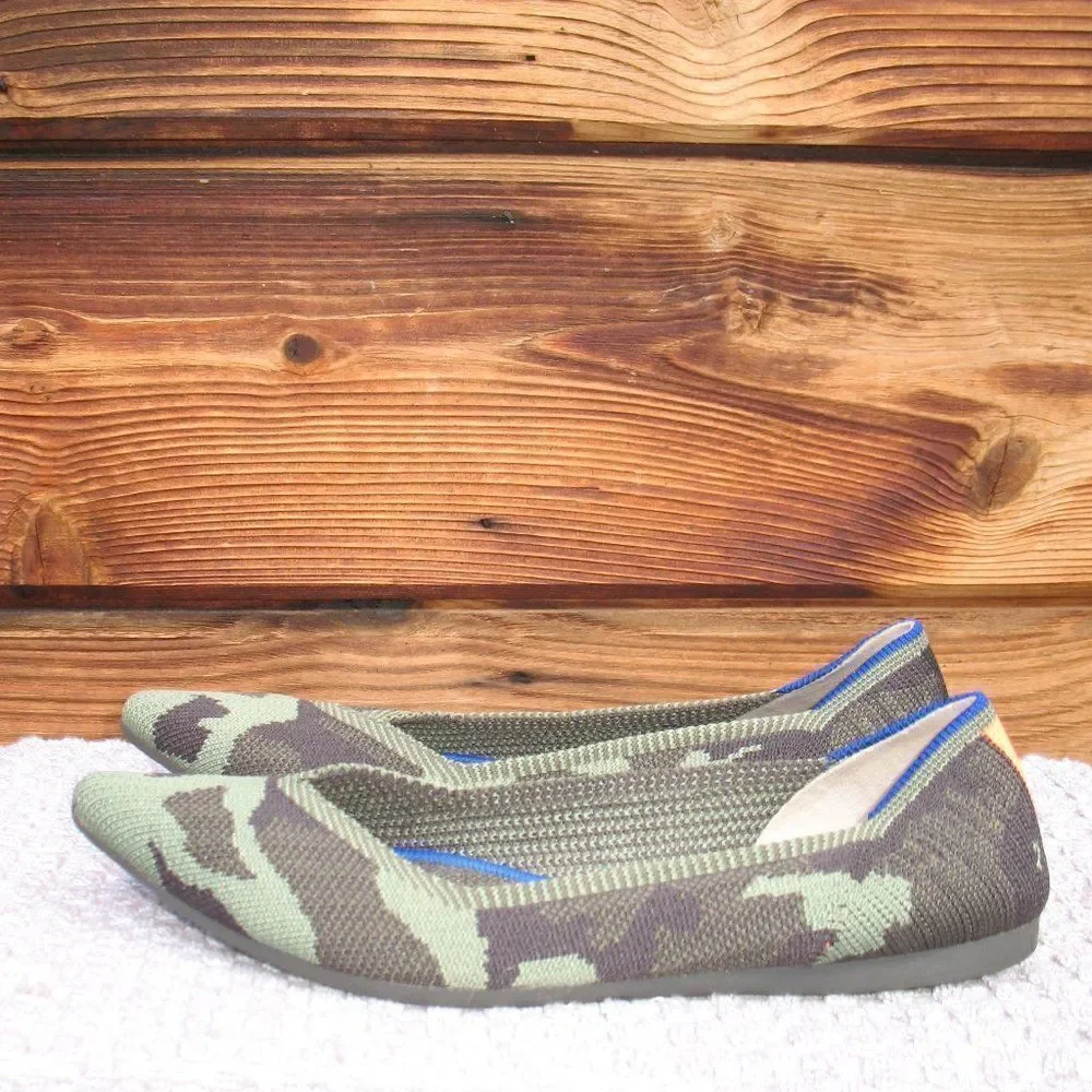 Rothy's The Point Olive Limited Edition Camo Flats Loafers